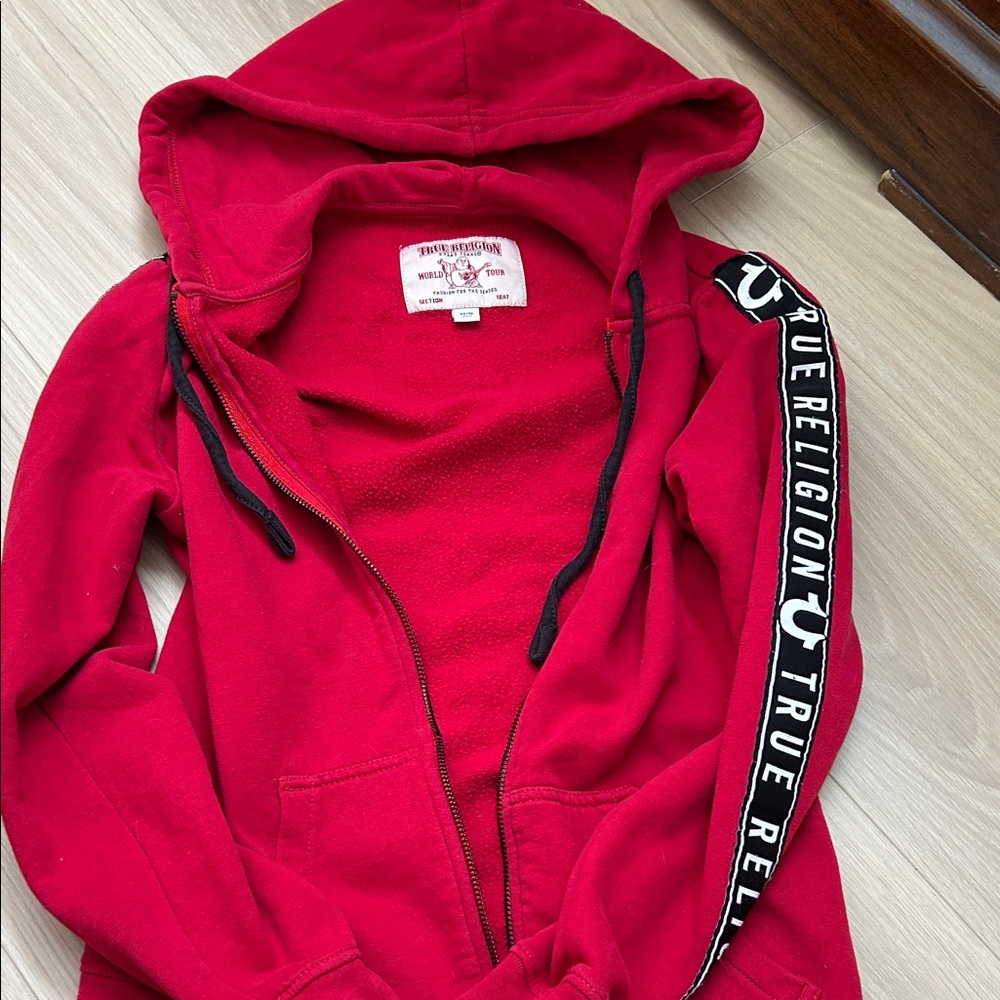 True Religion Red Zip-Up Hoodie